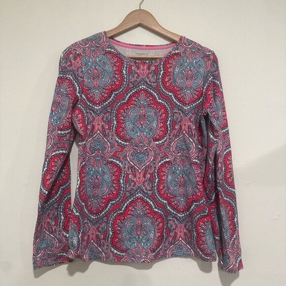 Talbots Women’s Pasiley Print Pink and Blue Long Sleeve TShirt Size Small - Picture 1 of 5